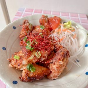 あーちゃん·͜· ♡の作ってみた!投稿(タレはレンジで♫【鶏むね肉の油淋鶏】節約にも◎)