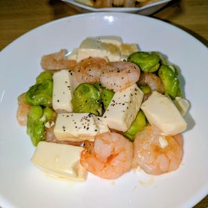 joe sanの作ってみた!投稿(水切り不要＊そら豆とむき海老と豆腐のとろみ炒め＊)