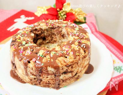 炊飯器で作っちゃう♪豆乳マーブルシフォンケーキ