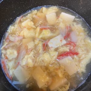 おかか昆布🍙の作ってみた!投稿(とろみつき！かに玉豆腐の中華風スープ)