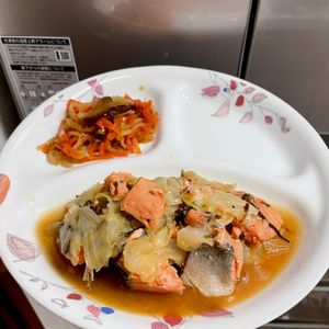 ケの作ってみた!投稿(鮭とキャベツの重ね蒸し【#レンジ】)