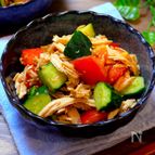 【さっぱりヘルシーレシピ!!】鶏胸肉と野菜の中華サラダ