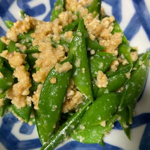 山子の作ってみた!投稿(【スナップえんどうの味噌ナッツ和え】ざくざくで手が止まらない)