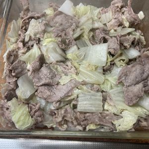 1188759の作ってみた!投稿(【豚こま白菜のレンチン蒸し】濃厚ごまマヨポン酢だれ☆リピ確定)