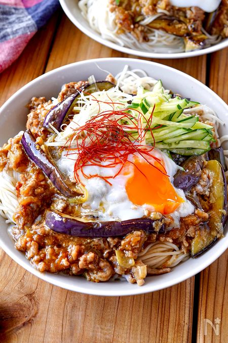 【茄子とひき肉の肉味噌そうめん】パパッとお手軽お昼ご飯♡