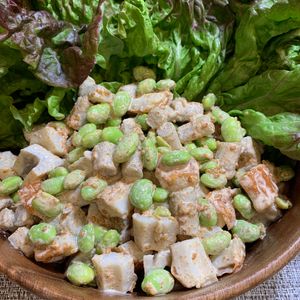 楽ラク手抜キッチン🐶🐾の作ってみた!投稿(根菜と枝豆の《胡麻マヨ♡チョップドサラダ》)
