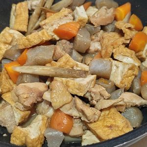 ぽんちゃんの作ってみた!投稿(厚揚げこんにゃくごぼうの《こってり♡甘辛煮》)