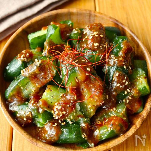 5分で完成!【旨辛味噌だれきゅうり】包丁要らずでお手軽♩
