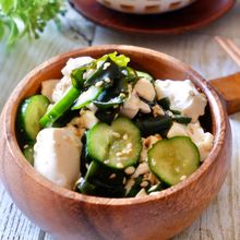 簡単副菜☆『豆腐とわかめときゅうりの和風サラダ』