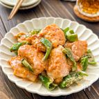 【鶏むね肉とピーマンのオーロラごまソース】節約♪コクうま♡