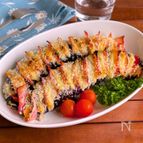 挟んでトースターで焼くだけ♪おつまみに「ハッセルバック茄子」