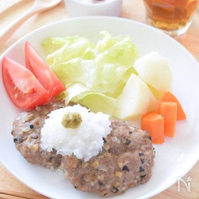 電子レンジで『柚子こしょう和風おろしハンバーグ』日本酒でね~