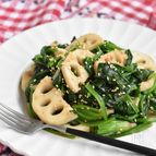 れんこんとほうれん草ガーリックバター醤油【冷凍・作り置き】