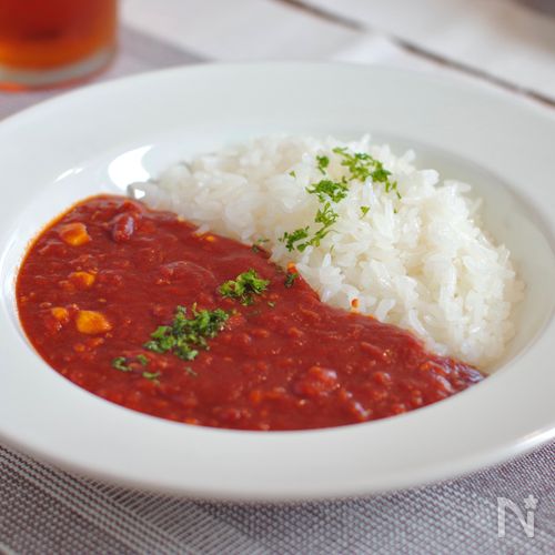 包丁使わず!ツナとコーンのトマトカレー