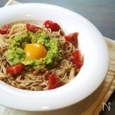 ふわとろ♪アボカド納豆そうめん