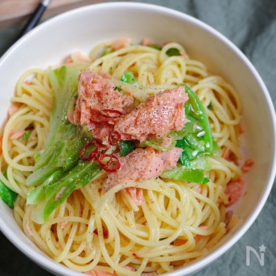 レンジで簡単!鮭とキャベツのペペロンチーノ