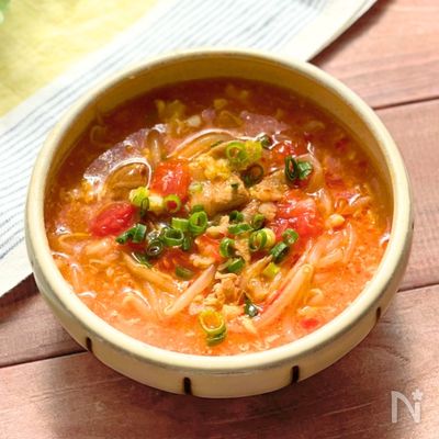 【トマトもやしサンラータン】酸っぱ旨い♪お手軽ヘルシースープ