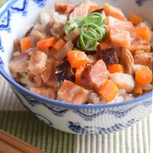 「中華炊き込みご飯」焼き豚とメンマで旨味たっぷりすぐ出来る。