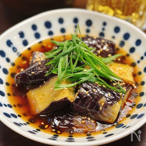 【茄子のピリ辛香味揚げ浸し】にんにく香るタレでビールが進む!