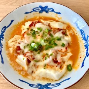 りぃママの作ってみた!投稿(レンジで作る♪『豆腐のキムチーズ蒸し』ダイエットにも◎)