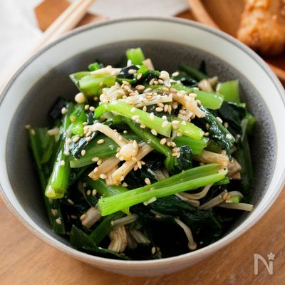 『小松菜とえのきとわかめの中華サラダ』レンジで♪10分簡単!