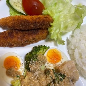 962565の作ってみた!投稿(主役級！鶏肉・卵・ブロッコリーのボリューム濃厚ごまだれサラダ)