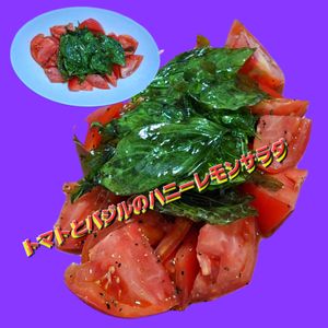 サトちゃんの作ってみた!投稿(パリッと新食感！トマトと素揚げバジルのハニーレモンサラダ)