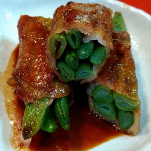 Sakippeの作ってみた!投稿(いんげんの豚バラ肉巻き・甘辛だれ（お弁当のおかず）)