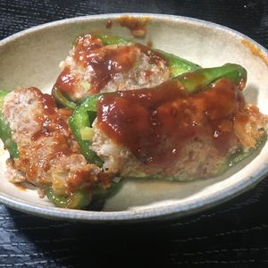 ばーばらの作ってみた!投稿(お弁当にも‼️おからパウダーを使ったピーマンハンバーグ)