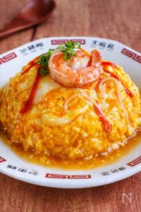 とろとろ〜っ♡【カニカマとえびの天津飯】