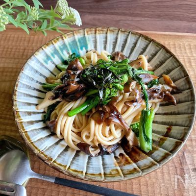 まるっとビタミン摂取!元気になれる菜花と舞茸のパスタ
