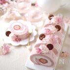 市販のアイスで、 鬼ラクな桜ロールケーキ