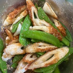 ゆずぽんの作ってみた!投稿(簡単！さやえんどうと竹輪の胡麻和え【作り置き＊お弁当にも】)