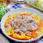 『豚肉と彩り野菜のレンジ蒸し』まろやかレモンポン酢♪