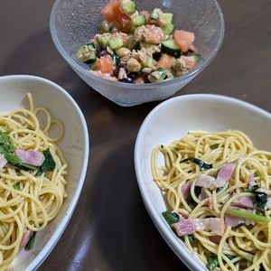 natsumiの作ってみた!投稿(『ほうれん草とベーコンの和風パスタ』絡めるだけ♪)