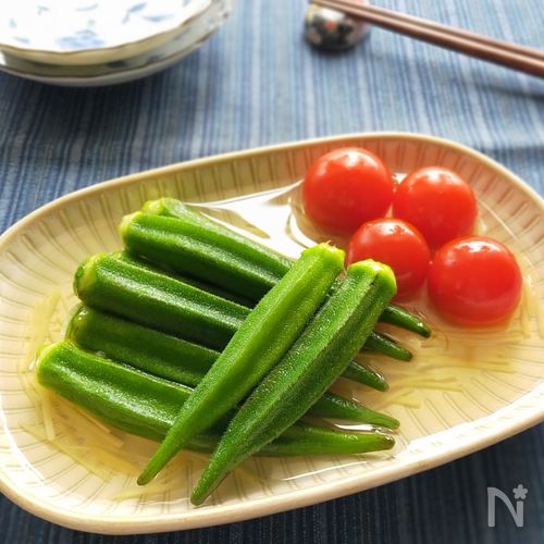 【オクラとミニトマトのお浸し】白だしで調味もラクラク♪