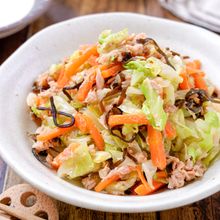 【キャベツの無限ツナこんサラダ】調味料いらず!混ぜるだけ♪