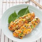 トースターで　鮭と野菜のみそマヨ焼き