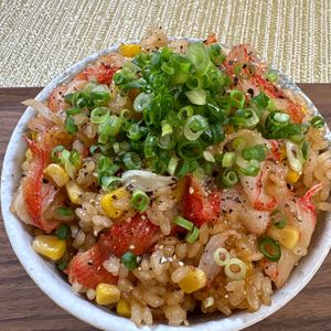 楽ラク手抜キッチン🐶🐾の作ってみた!投稿(【カニカマとコーンの炊き込みご飯】包丁不要！おかわり必須！)