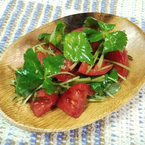 M*Pの作ってみた!投稿(ミニトマトと三つ葉のわさび醬油マリネ)