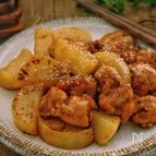 ＊大根と鶏肉の甘辛バターにんにく照り焼き＊