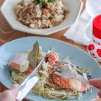 チーズとろーり 鮭のザワークラウト風煮込み