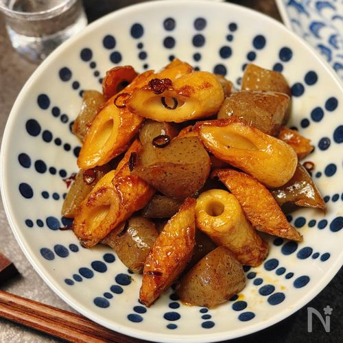 【こんにゃくと竹輪のピリ辛煮】晩酌のお供、お弁当にも大活躍♪