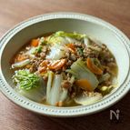 【白菜と人参のそぼろあんかけ】寒い日に！食材３つで大満足！