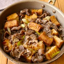 ワンパン10分！【牛肉×厚揚げ甘辛すき煮】時短で染みジュワ♩
