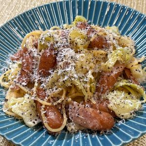 楽ラク手抜キッチン🐶🐾の作ってみた!投稿(ワンパン10分！生クリーム不要【うま塩クリームパスタ】)