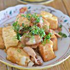 豚バラ厚揚げ豆腐のオイスターソース炒め