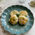 レンジで時短・簡単！枝豆とコーンのはんぺんバーグ