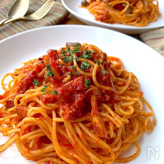 本当においしい〝ベーコンとしめじのアラビアータ〟