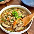 【きのことごぼうのもち麦スープ】生姜香る♪プチプチ食感